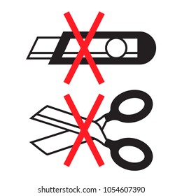 Do not use blades or scissors to open. Vector illustration.