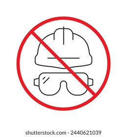 Do not use construction helmet icon. Worker engineer helmet flat sign design. Builder helm symbol pictogram. Forbidden Prohibited Warning, caution, attention, restriction label danger icon.