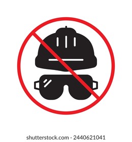 Do not use construction helmet icon. Worker engineer helmet flat sign design. Builder helm symbol pictogram. Forbidden Prohibited Warning, caution, attention, restriction label danger icon.