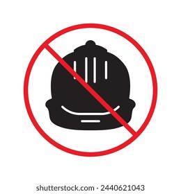 Do not use construction helmet icon. Worker engineer helmet flat sign design. Builder helm symbol pictogram. Forbidden Prohibited Warning, caution, attention, restriction label danger icon.