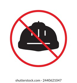 Do not use construction helmet icon. Worker engineer helmet flat sign design. Builder helm symbol pictogram. Forbidden Prohibited Warning, caution, attention, restriction label danger icon.