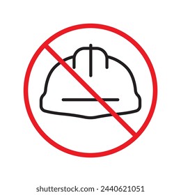 Do not use construction helmet icon. Worker engineer helmet flat sign design. Builder helm symbol pictogram. Forbidden Prohibited Warning, caution, attention, restriction label danger icon.