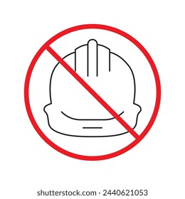 Do not use construction helmet icon. Worker engineer helmet flat sign design. Builder helm symbol pictogram. Forbidden Prohibited Warning, caution, attention, restriction label danger icon.