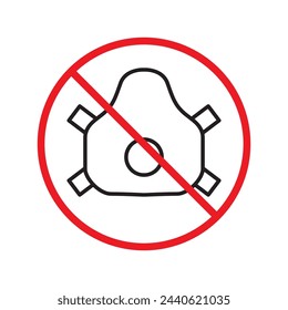 Verwenden Sie kein Staubmasken-Symbol. Atemmasken-Vektor-Symbol. Baumasken-Flachschild-Design. Piktogramm für das Maskensymbol des Technikers. Warnung, Vorsicht, Aufmerksamkeit, Einschränkung Label Ban Flat Sign Design Icon