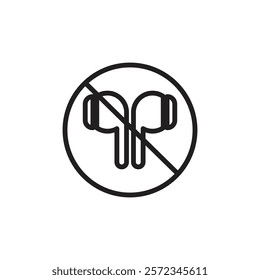 Do not use earphone icon Vector flat thin line illustration