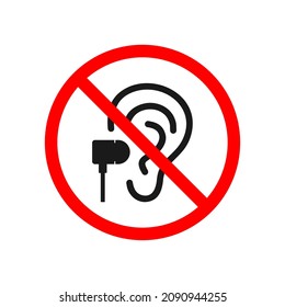 Do not use earphone. Illustration vector