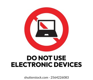 Do Not Use Electronic Devices Sign, Essential for Safety and Regulation, High-Quality Vector Stock Image