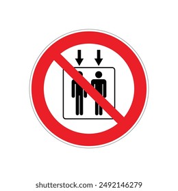 Do not use the elevator in case of fire, do not use the elevator for people sign Eps10 vector illustration