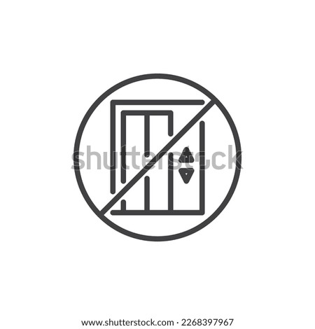Do not use elevator line icon. linear style sign for mobile concept and web design. No lift outline vector icon. Symbol, logo illustration. Vector graphics