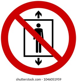 Do not use elevator sign. Do not use lift, prohibition sign with up and down arrows, isolated vector illustration.