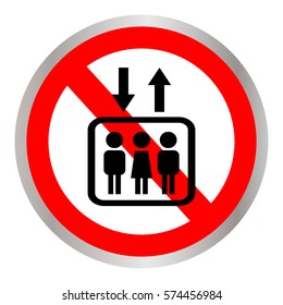 Do not use elevator sign. Do not use lift, prohibition sign with up and down arrows, isolated vector illustration.