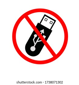 Do Not Use Flash Drive Symbol Sign,Vector Illustration, Isolate On White Background Label. EPS10