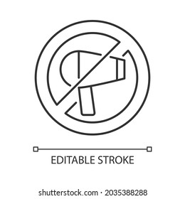 Do not use a hairdryer if wet linear manual label icon. Thin line customizable illustration. Contour symbol. Vector isolated outline drawing for product use instructions. Editable stroke