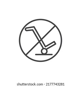 Do not use hand cart line icon. linear style sign for mobile concept and web design. Hand truck prohibition outline vector icon. Symbol, logo illustration. Vector graphics