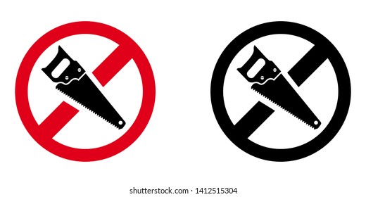 Do Not Use Hand Saw Sign in Red and Black Version