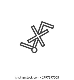 No utilice un camión de mano, un icono de la línea de señalización de embalaje. signo de estilo lineal para concepto móvil y diseño web. icono de vector de esquema. Símbolo, ilustración del logotipo. Gráficos vectoriales