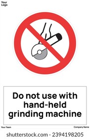 Do not use with hand-held grinding machine signs symbol standard iso 7010 - Shutterstock ID 2394198205