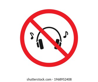 No usar la señal de audífonos, ilustración vectorial de la colección de señales prohibidas