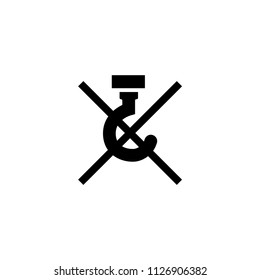 DO NOT USE HOOKS - PACKAGING. Flat Vector Icon illustration. Simple black symbol on white background. Do Not Use Hooks sign design template for web and mobile UI element