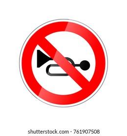 Do not use horn, forbidden red glossy sign isolated on white