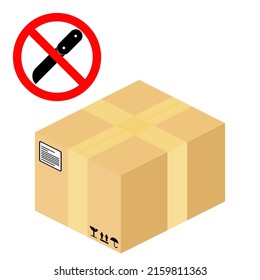 Do not use knife to open packaging. Vector graphics illustration.