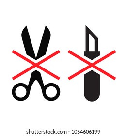 Do not use knife and scissors. Vector illustration.