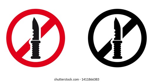 Do Not Use Knife Sign in Red and Black Version