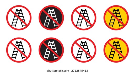 Do not use ladder sign. Do Not Climb Ladder Symbol, Vector Illustration.  No allowed ladder sign.