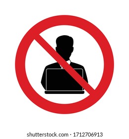do not  use laptop icon. forbidden sign. 