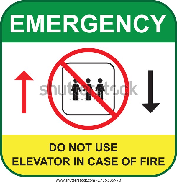 建物の看板のベクター画像グラフィックイラストで 火災の場合はリフトやエレベーターを使用しないでください のベクター画像素材 ロイヤリティフリー