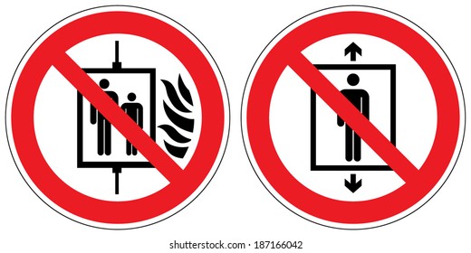 Do not use lift in the event of fire, do not use lift for people signs (eps10)