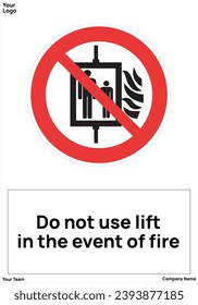 Do not use lift in the event of fire sign symbol 7010