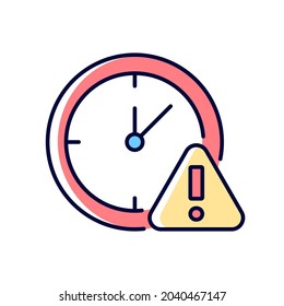 Do not use for a long time RGB color manual label icon. Long term use can lead to dizziness and headache. Isolated vector illustration. Simple filled line drawing for product use instructions