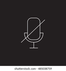 Do not use microphone or mute icon, outline vector logo illustration,  linear pictogram isolated on black