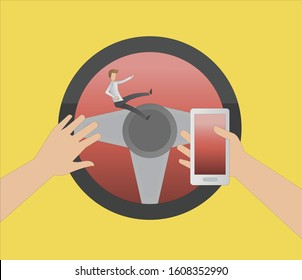 
Do not use a mobile phone while driving because it will cause an accident.