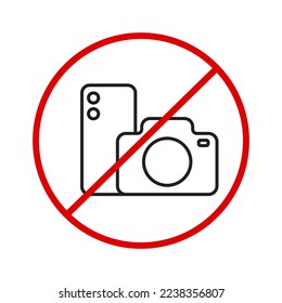 Do not use mobile phone or camera take photos caution icon sign vector background