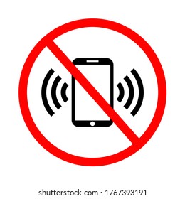 Do not use mobile phones avoid message with red prohibited sign design vector illustration