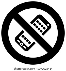 Do Not Use Mobile Phones forbidden sign, modern round sticker