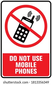 Do Not Use Mobile Phones Sign