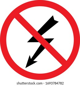 Do not use on electric equipment sign. Red circle background.