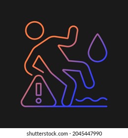 Do not use on wet surface gradient vector manual label icon for dark theme. Thin line color symbol. Modern style pictogram. Vector isolated outline drawing for product use instructions