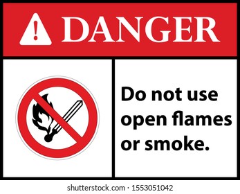 Do not use open flames or smoke.
. sign. Vector illustration. EPS 10