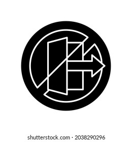 Do not use outdoors black glyph manual label icon. Playing outdoors prohibited. Designed for indoors usage. Silhouette symbol on white space. Vector isolated illustration for product use instructions
