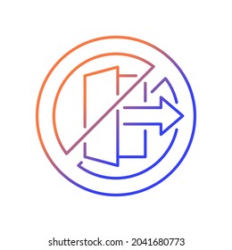 Do not use outdoors gradient linear vector manual label icon. Designed for indoors usage. Thin line color symbol. Modern style pictogram. Vector isolated outline drawing for product use instructions