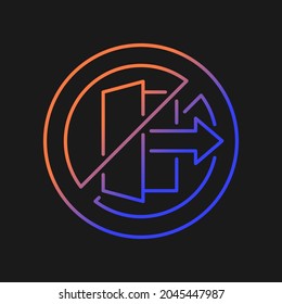 Do not use outdoors gradient vector manual label icon for dark theme. Play indoors. Thin line color symbol. Modern style pictogram. Vector isolated outline drawing for product use instructions