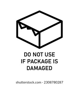 Do not use if package is damaged icon isolated on white background