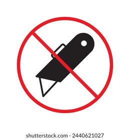 Do not use paper cutter vector icon. Cutter flat sign design. Cutter knife symbol pictogram. Warning, caution, attention, restriction label ban flat sign design icon