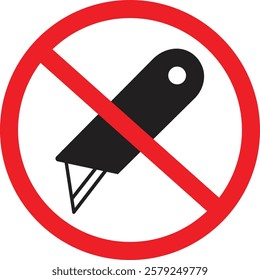 Do not use paper cutter vector icon. Cutter flat sign design. Cutter knife symbol pictogram. Warning, attention, restriction label ban flat sign design icon
