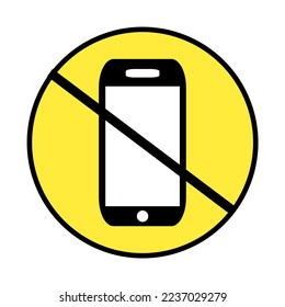 do not use phone icon black white yellow design