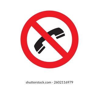 Do not use the phone symbol vector. Icon, symbol, mobile, sign, forbidden, prohibited, phone, no, illustration. Can use for infographic, banner, poster, web design. Isolated on white background. 